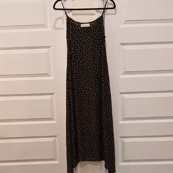 Natalie Martin Dresses & Skirts - Natalie Martin Black Brown Polka Dot Midi/Maxi Silk Dress Size XS